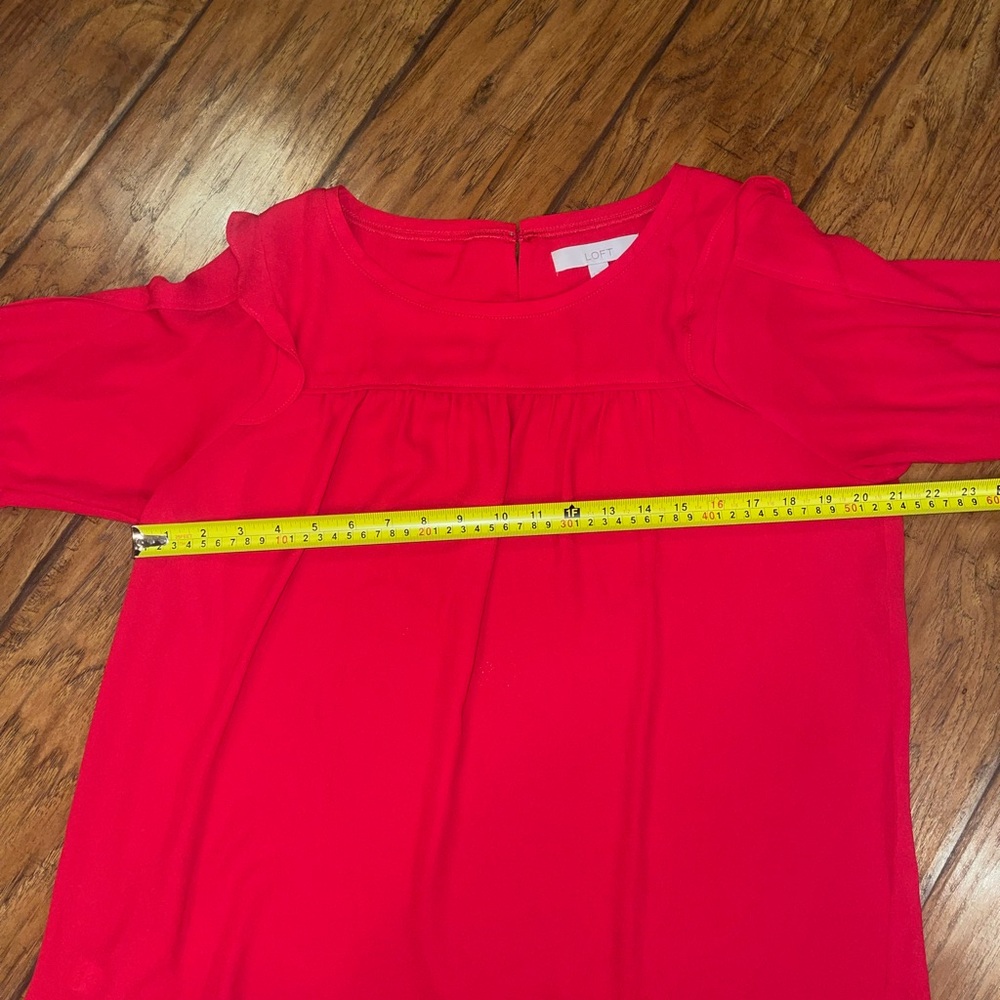 LOFT Vibrant Red long sleeve Blouse top shirt size large - Picture 4 of 6